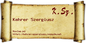 Kehrer Szergiusz névjegykártya
